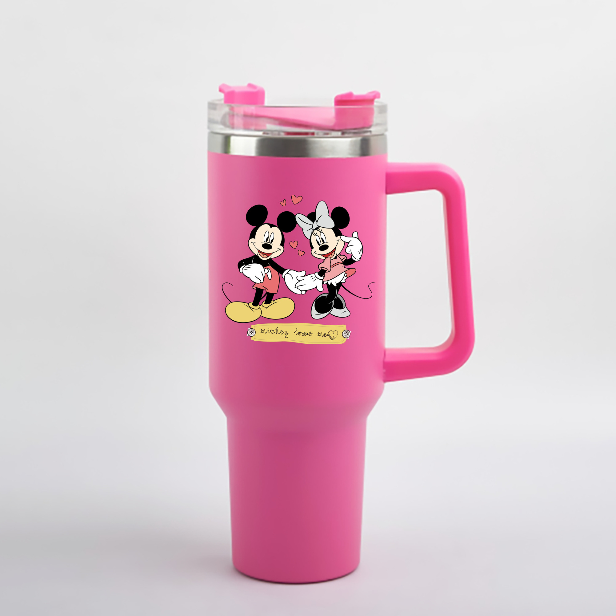 （画像用） ミッキーマウス Mickey Mouse 1200mL車用タンブラー - クリスタルステッカー（プラスチックストロー付き）